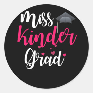 Sticker Rond Graduation de la maternelle pour fille Miss Kinder