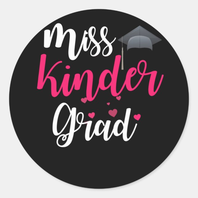 Sticker Rond Graduation de la maternelle pour fille Miss Kinder (Devant)