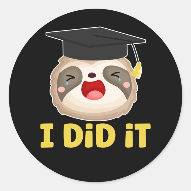 Sticker Rond Graduation de Lazy Student (Devant)