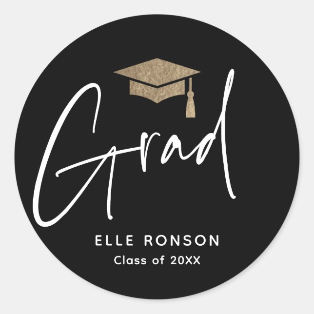 Sticker Rond Graduation de script moderne (Devant)