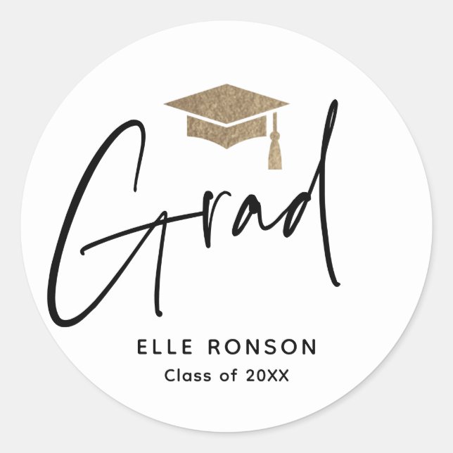Sticker Rond Graduation de script moderne (Devant)