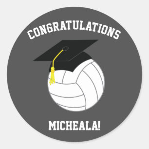 Sticker Rond Graduation de volleyball gris
