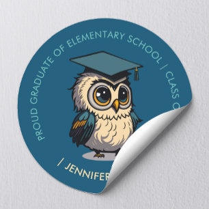 Sticker Rond Graduation des enfants de la chouette   Retour À L