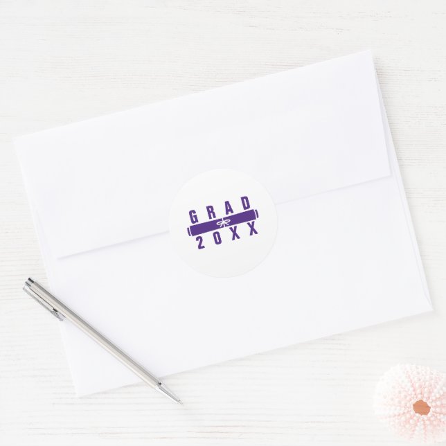 Sticker Rond Graduation Diploma Purple Envelope Seal (Enveloppe)