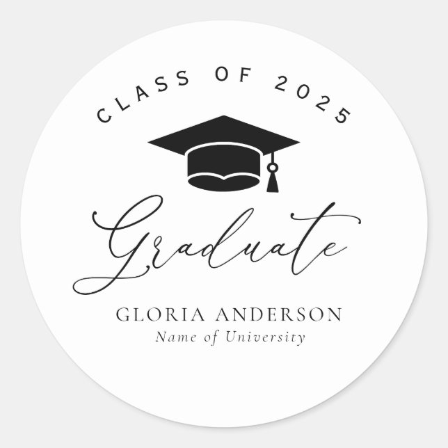 Sticker Rond graduation en noir et blanc (Devant)