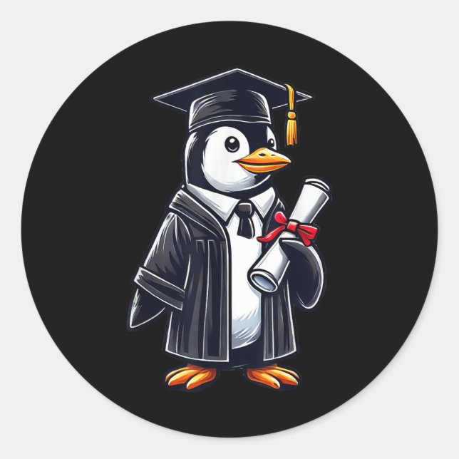 Sticker Rond Graduation en pingouin mignon (Devant)
