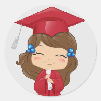 Sticker Rond Graduation en rouge