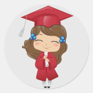Sticker Rond Graduation en rouge