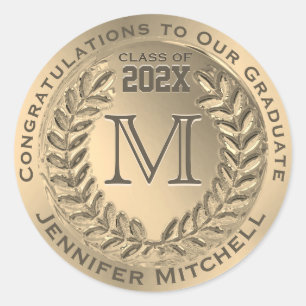 Sticker Rond Graduation Faux Gold Foil