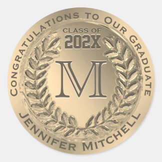 Sticker Rond Graduation Faux Gold Foil