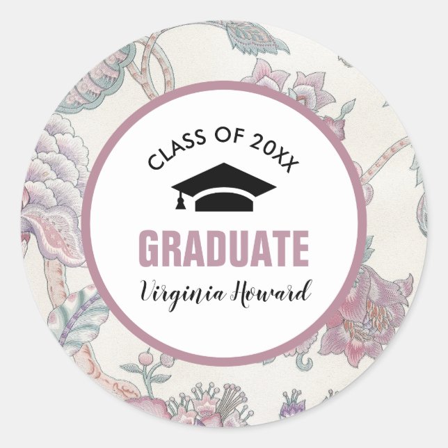 Sticker Rond Graduation Florale sur mesure (Devant)