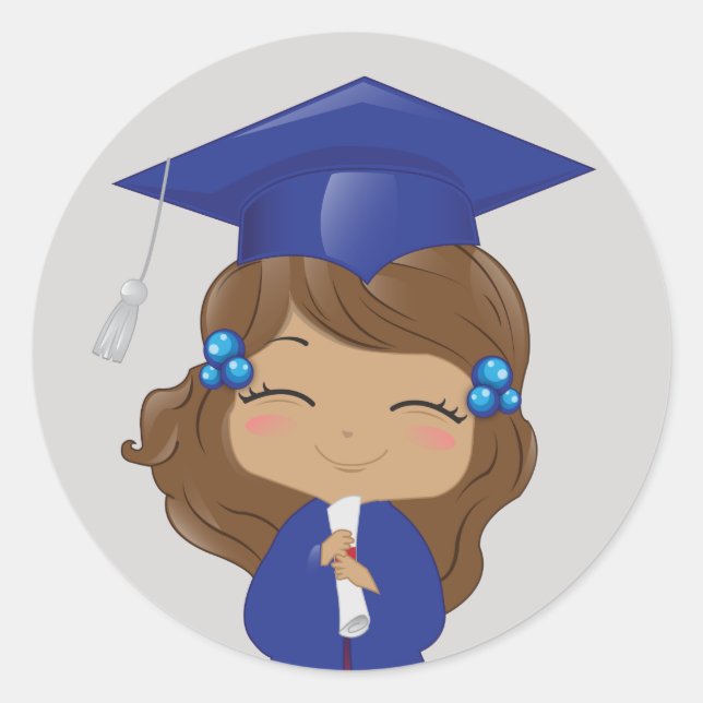 Sticker Rond Graduation Girl in Blue (Devant)