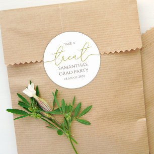 Sticker Rond Graduation Gold Calligraphie Script traitement sim