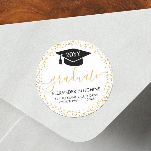 Sticker Rond Graduation Gold Parties scintillant Confetti Adres (Créateur téléchargé)