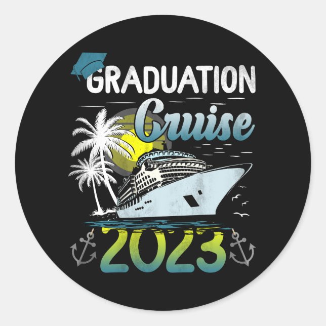 Sticker Rond Graduation Graduation Trip Cruise 2023 Aw Graduat  (Devant)