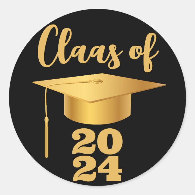 Sticker Rond Graduation Maroon Metallic Gold Classe Année (Devant)
