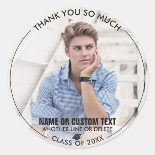 Sticker Rond Graduation Merci photo Classe de 20XX Custom