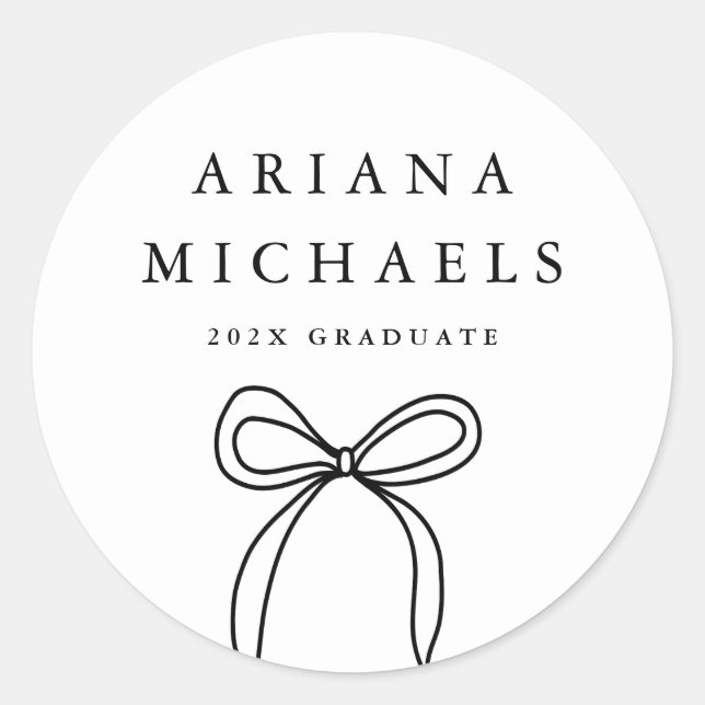 Sticker Rond Graduation moderne Bow noir et blanc (Devant)