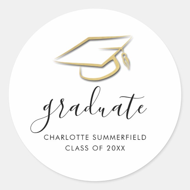 Sticker Rond Graduation moderne Cap Tassel 2025 Grad (Devant)