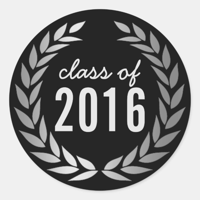 Sticker Rond Graduation moderne Silver Laurel Wreath (Devant)