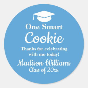 Sticker Rond Graduation One Smart Cookie To go Grad Treat Favor