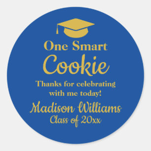 Sticker Rond Graduation One Smart Cookie To go Grad Treat Favor