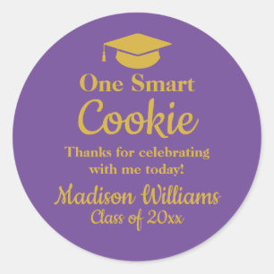 Sticker Rond Graduation One Smart Cookie To go Grad Treat Favor