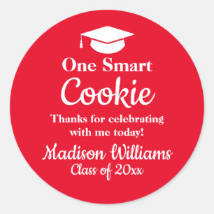 Sticker Rond Graduation One Smart Cookie To go Grad Treat Favor