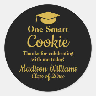 Sticker Rond Graduation One Smart Cookie To go Grad Treat Favor