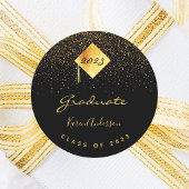 Sticker Rond Graduation party 2023 diplômé noir casquette or