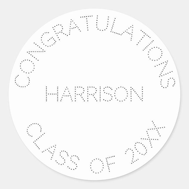 Sticker Rond Graduation personnalisée nom classe année minimali (Devant)