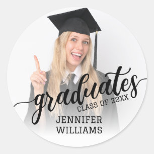 Sticker Rond Graduation personnalisée Photo Graduates Party