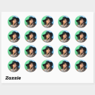 Sticker Rond Graduation Photo Grad Casquette Classe de 20XX Cus