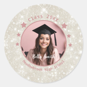 Sticker Rond Graduation photo Parties scintillant moderne