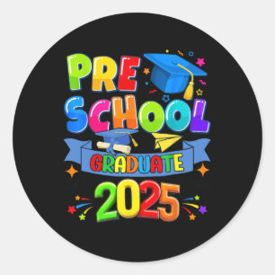 Sticker Rond Graduation préscolaire 2025 Pré-k Graduate Kids Bo