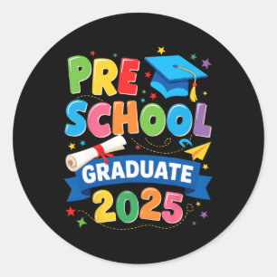 Sticker Rond Graduation préscolaire 2025 Pré-k Graduate Kids Bo