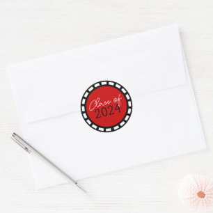 Sticker Rond Graduation Red & Black Filmstrip