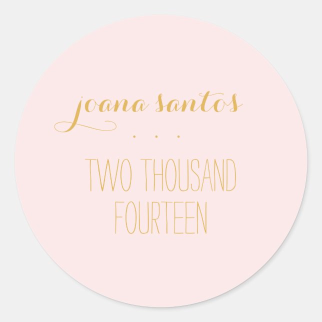 Sticker Rond Graduation Seals Pink Gold Color 2014 Graduate (Devant)