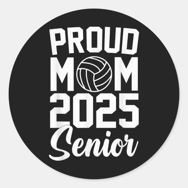 Sticker Rond Graduation secondaire 2025 Volleyball Maman Lycée (Devant)
