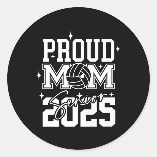 Sticker Rond Graduation secondaire 2025 Volleyball Maman Lycée (Devant)