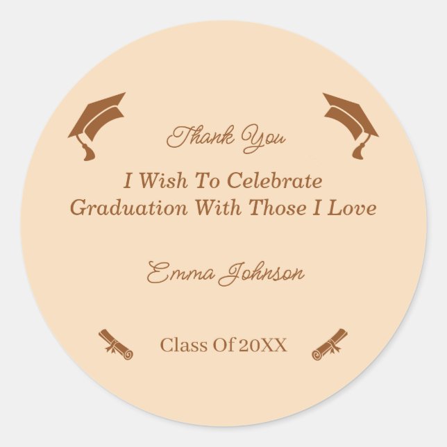 Sticker Rond Graduation Simple Brown Et Beige Customisée (Devant)