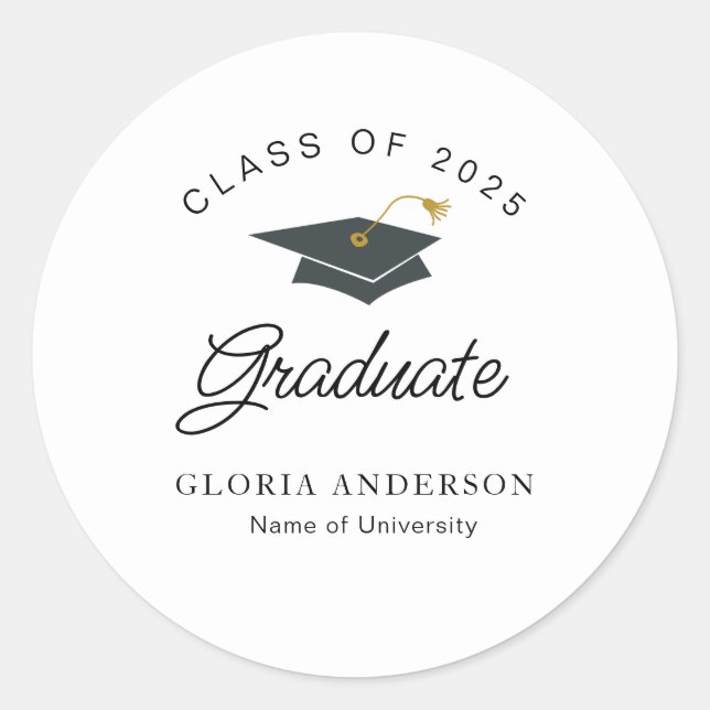 Sticker Rond graduation simple en noir et blanc (Devant)