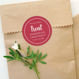 Sticker Rond Graduation Simple Minimaliste Cardinal Red Treat