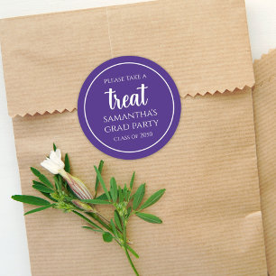 Sticker Rond Graduation Simple Minimaliste Script Purple Treat