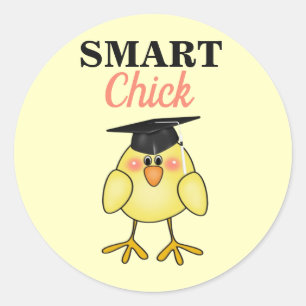 Sticker Rond Graduation Smart Chick