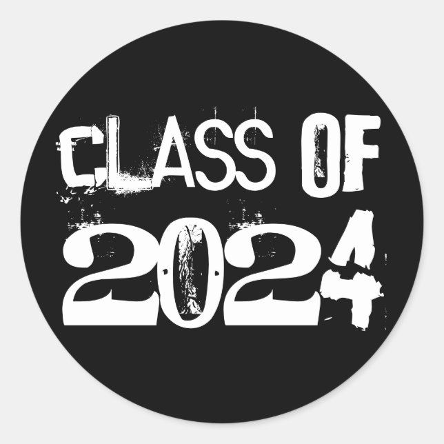 Sticker Rond Graduation sur mesure Année Noir Blanc Grunge Styl (Devant)