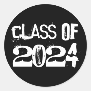 Sticker Rond Graduation sur mesure Année Noir Blanc Grunge Styl