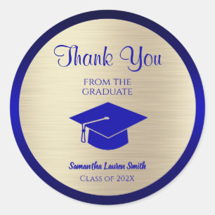 Sticker Rond Graduation Thank You Gold Blue Class of 2023