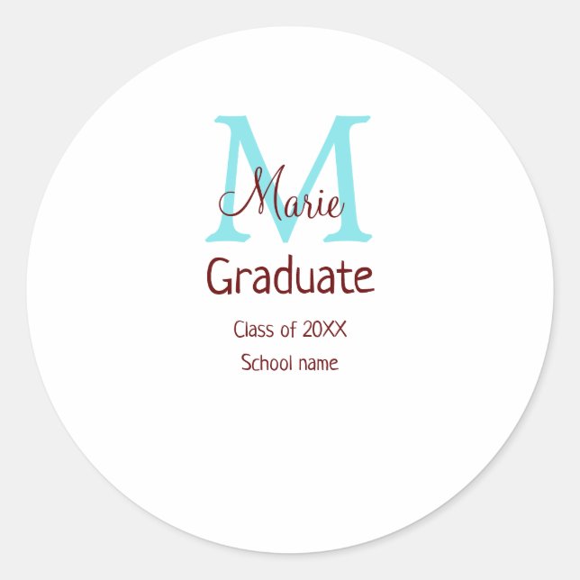 Sticker Rond Gradué ajouter nom monogramme vert rose simple min (Devant)