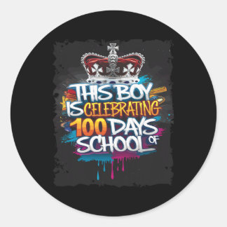 Sticker Rond Graffiti 100th Day Funny Outfit terminé 100 jours
